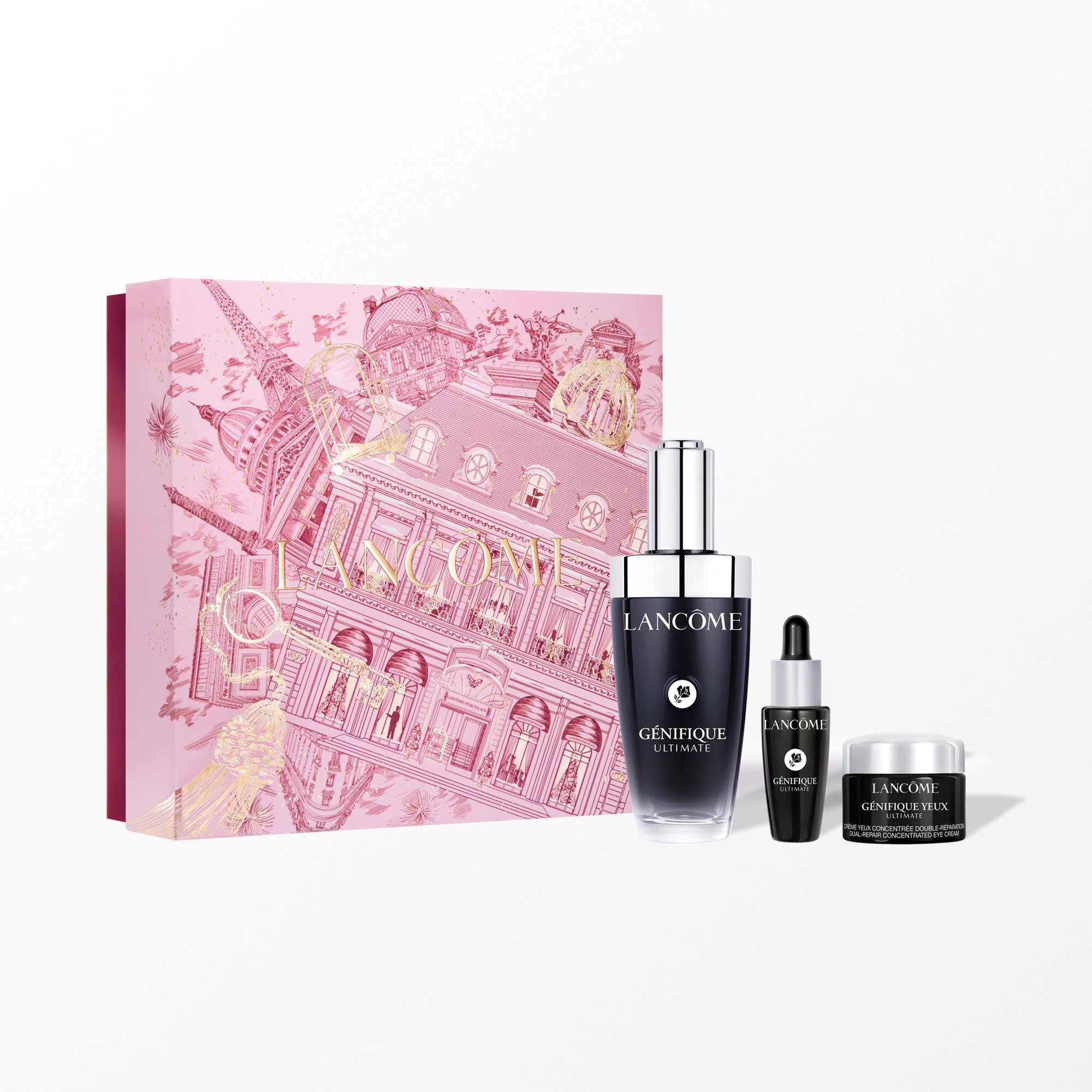 Genifique holiday set containing: - GENIFIQUE ULTIMATE SERUM 50ML - GENIFIQUE ULTIMATE SERUM 10ML - GENIFIQUE EYE CREAM 5ML MINI