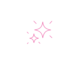A simple illustration of three sparkles in various sizes, depicted in a bright pink color on a black background.