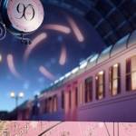 A stylish model in a chic white outfit poses beside elegantly wrapped gift boxes in front of the Louvre’s glass pyramid.