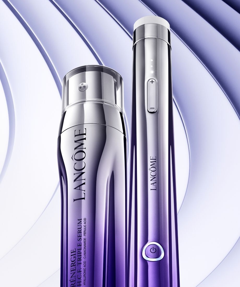 Image depicting the cream Renergie Triple Serum next to the new device Nano Resurfacer