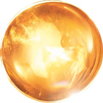 A glowing, translucent orange orb filled with swirling golden light and sparkles, resembling a mystical gemstone.